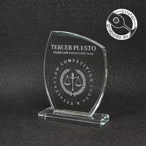 Trofeo de cristal personalizado premio judicial